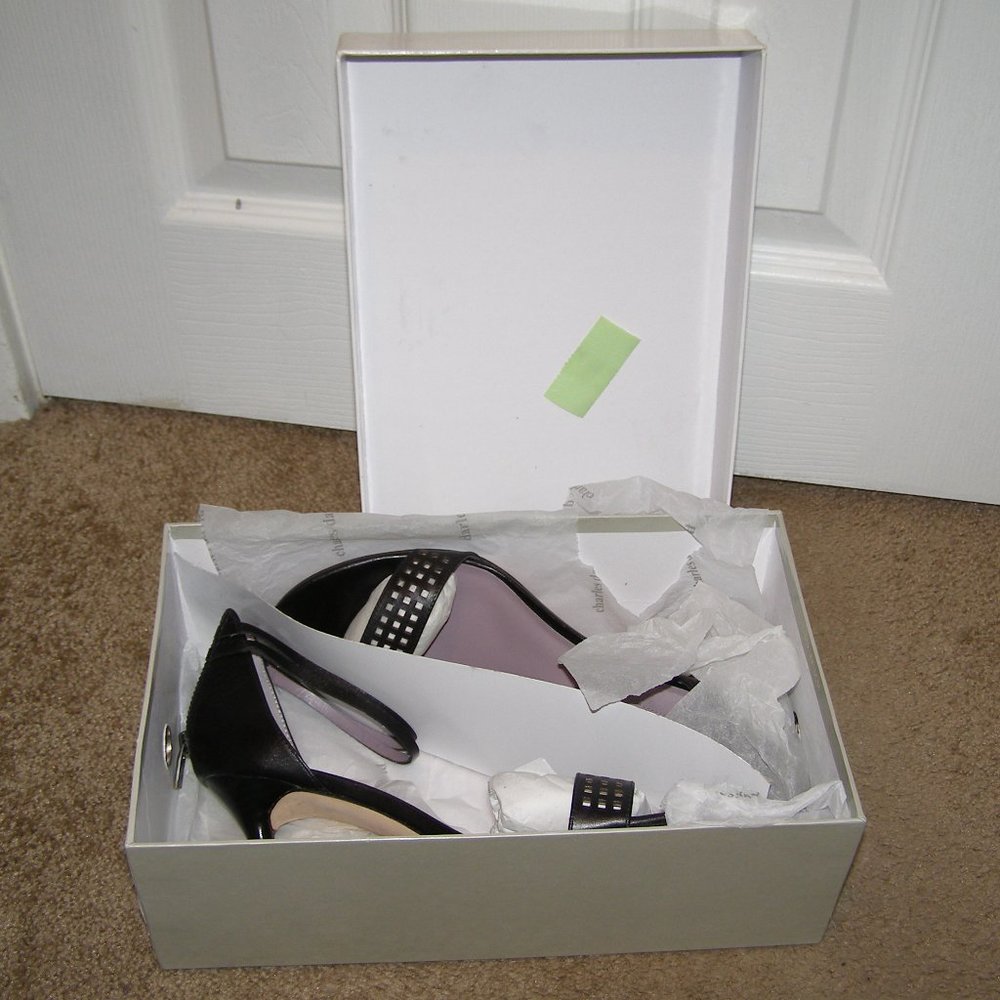 LIKE NEW Charles David 8.5 Leather Kitten Heels - Picture 3 of 10